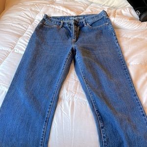Jeans, women’s straight leg blue denim, size 12